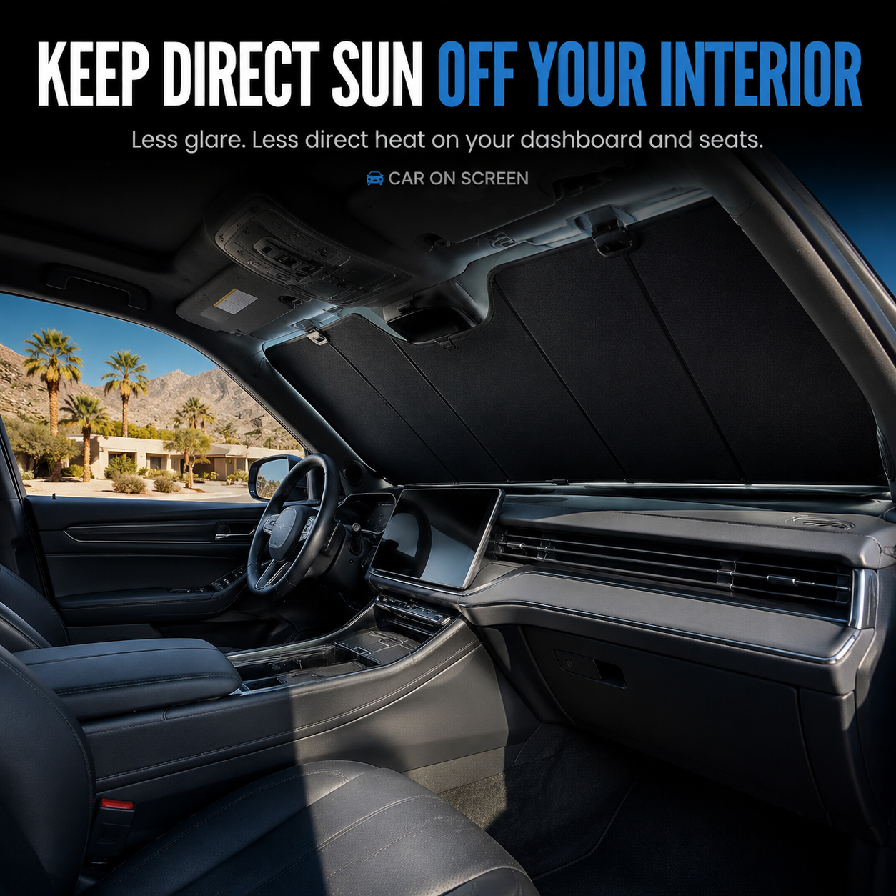 AutoShade helping keep direct sunlight off a vehicle interior